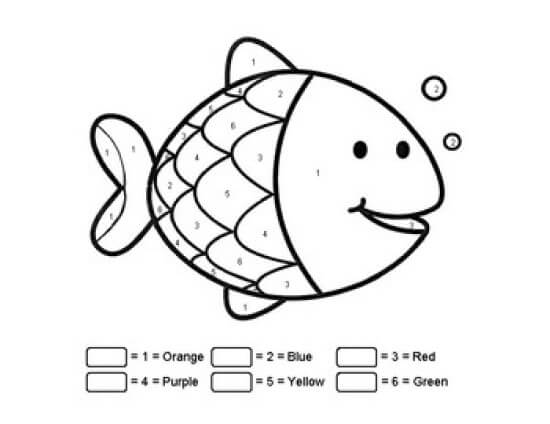 Cute fish color by number