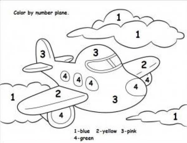 Cute plane color by number