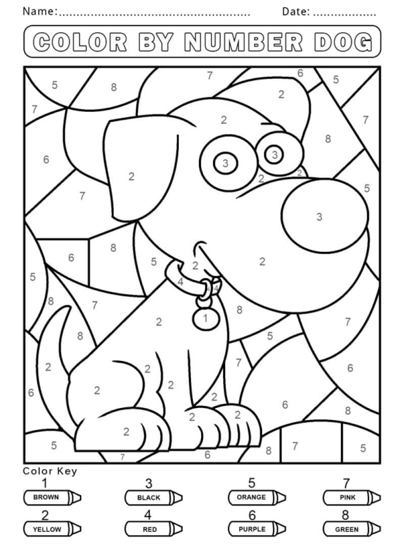 Dog with big eyes color by number