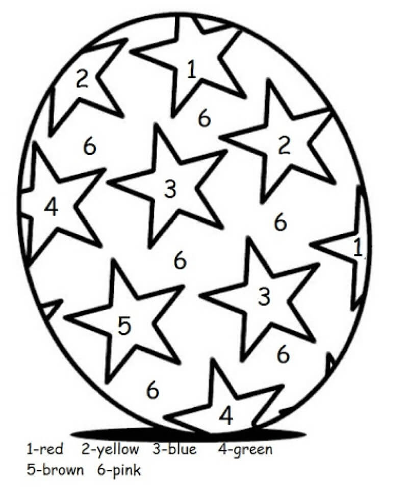 Easter eggs with star motifs color by number