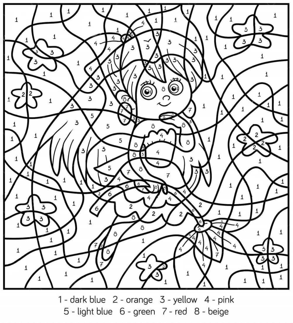 Fairy girl color by number