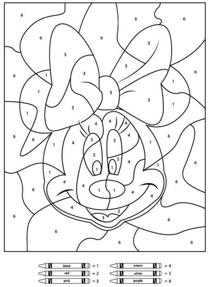 Female Mickey mouse color by number