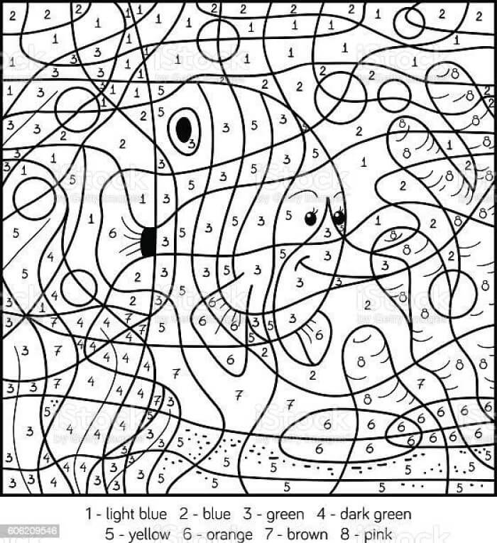 Fish and coral color by number