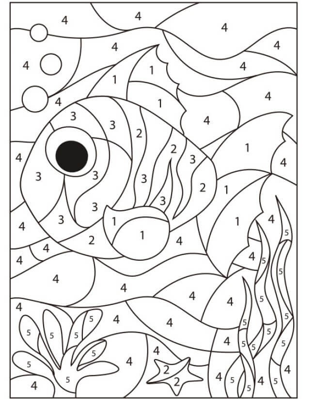 Fish with big eyes color by number