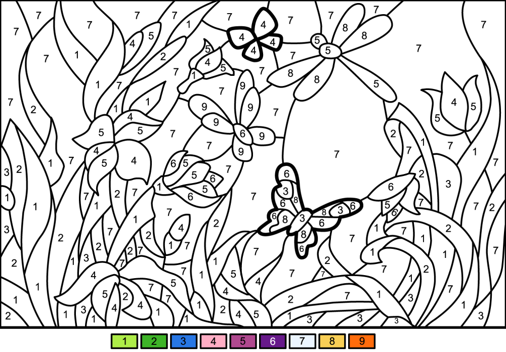 Flower garden color by number