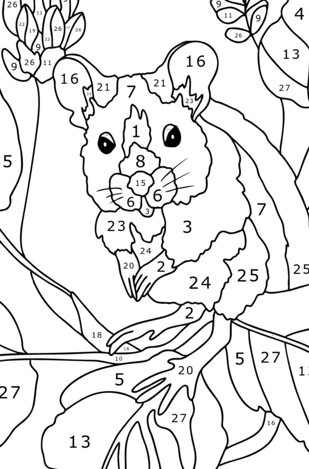 Frightened mouse color by number