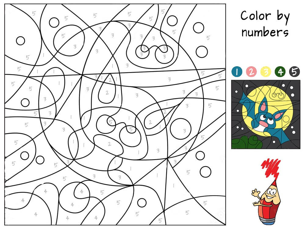 Funny little bat color by number
