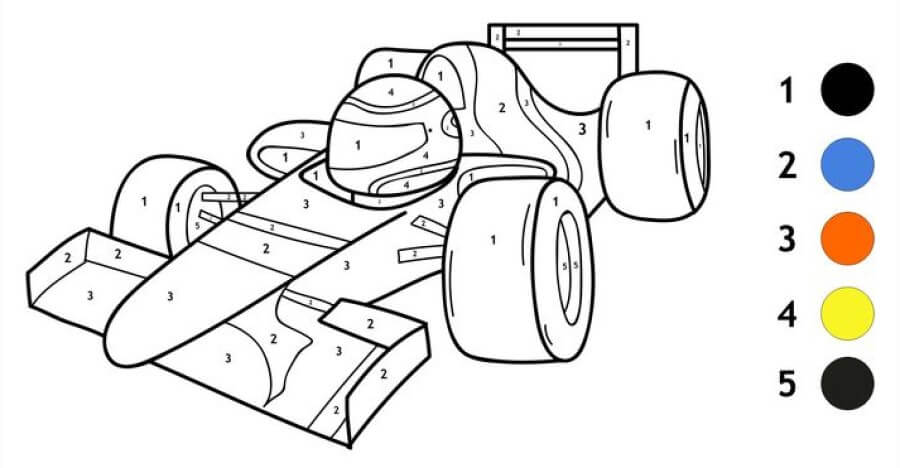 Good race car color by number