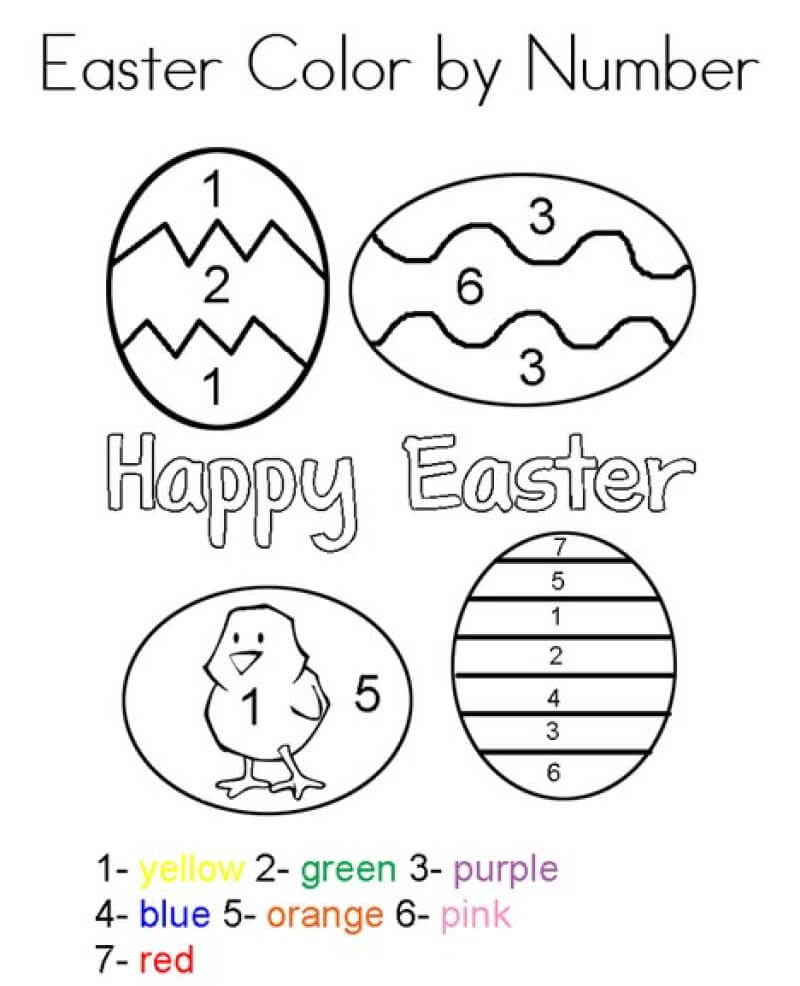 Happy easter color by number
