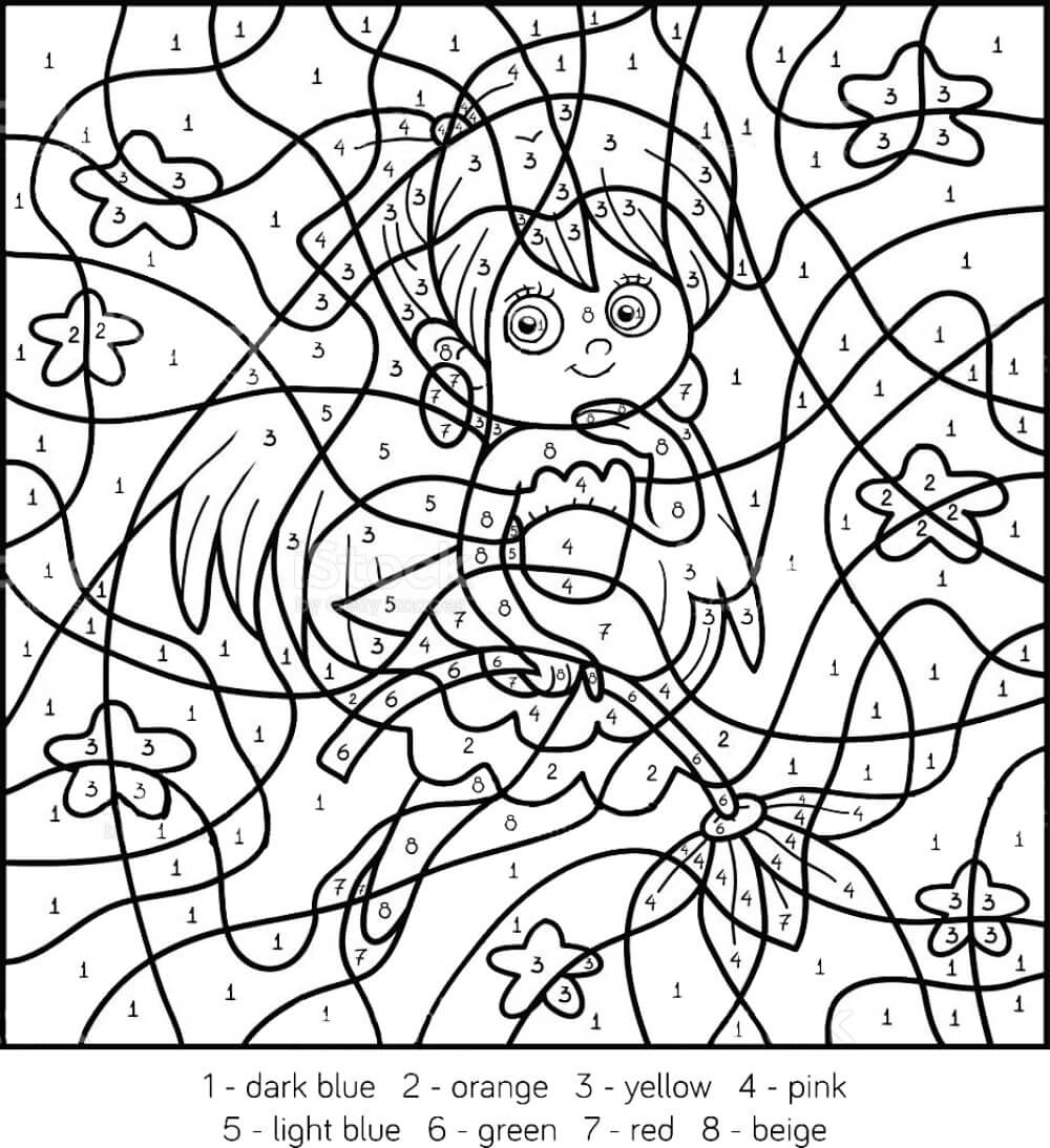 Little fairy girl color by number Color By Number