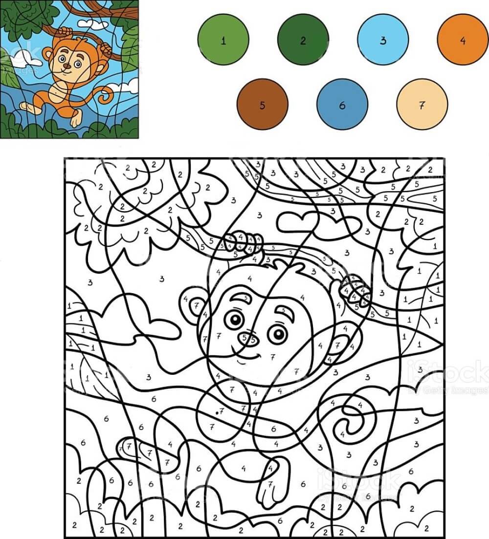 Little monkey color by number