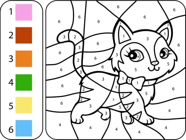 Lovely cat color by number