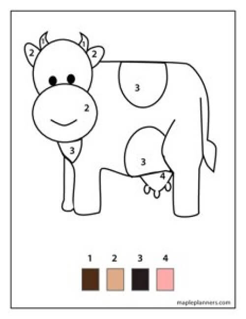 Lovely dairy cow color by number