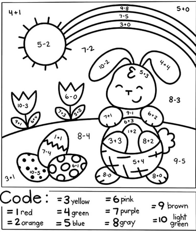 Lovely easter bunny color by number