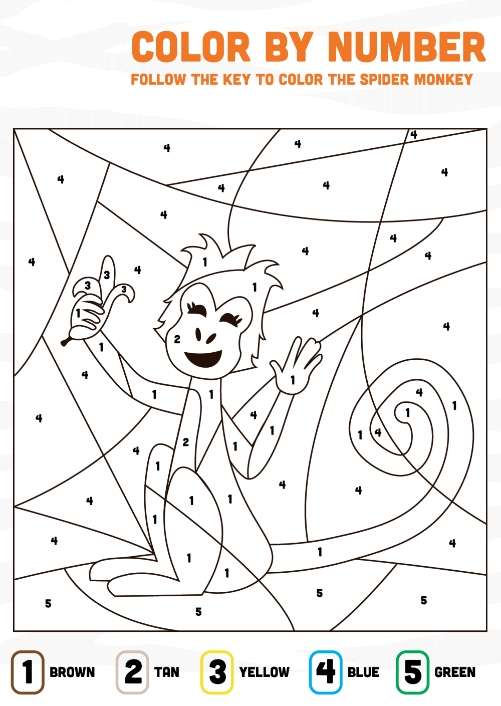 Monkey in the zoo color by number