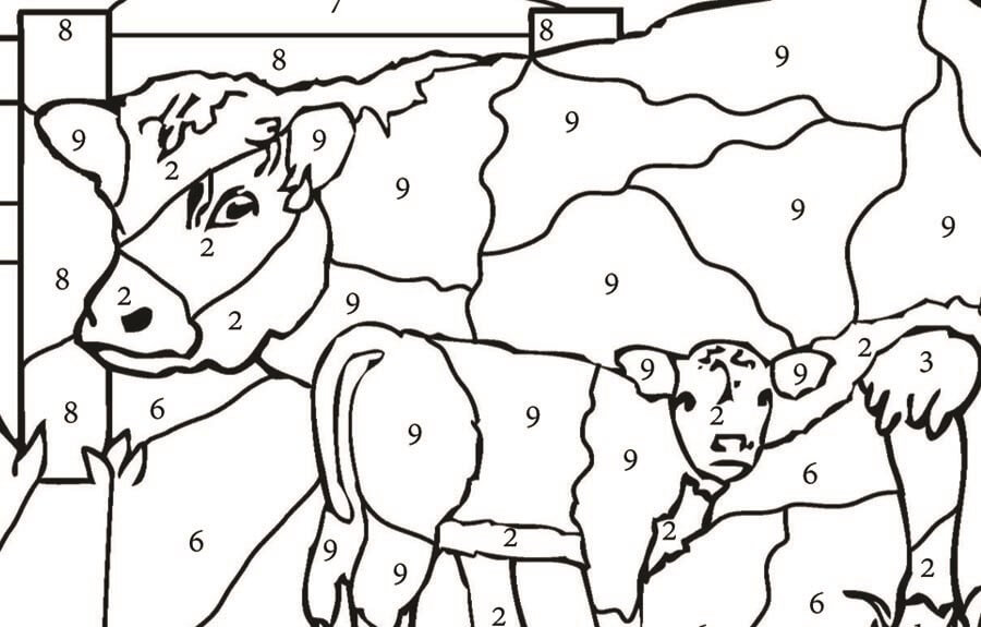 Mother and son cows color by number