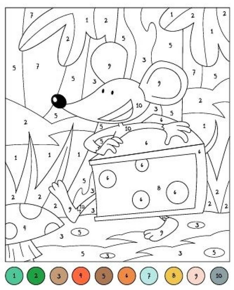 Mouse and cheese color by number