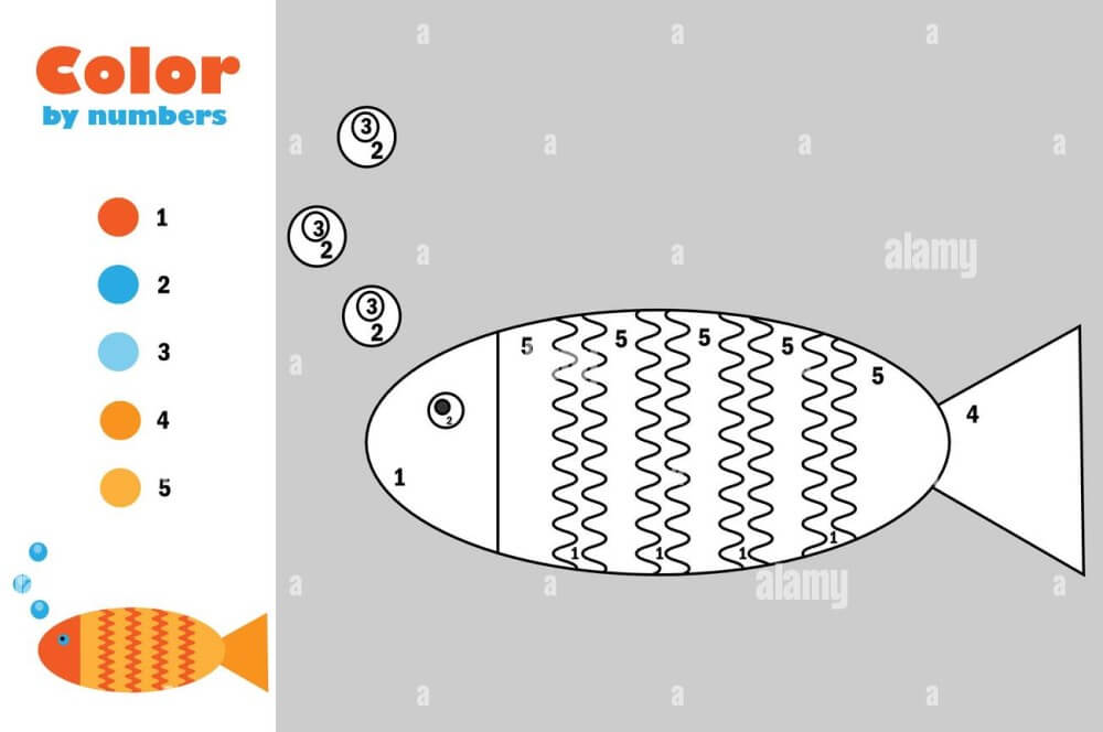 Orange fish color by number