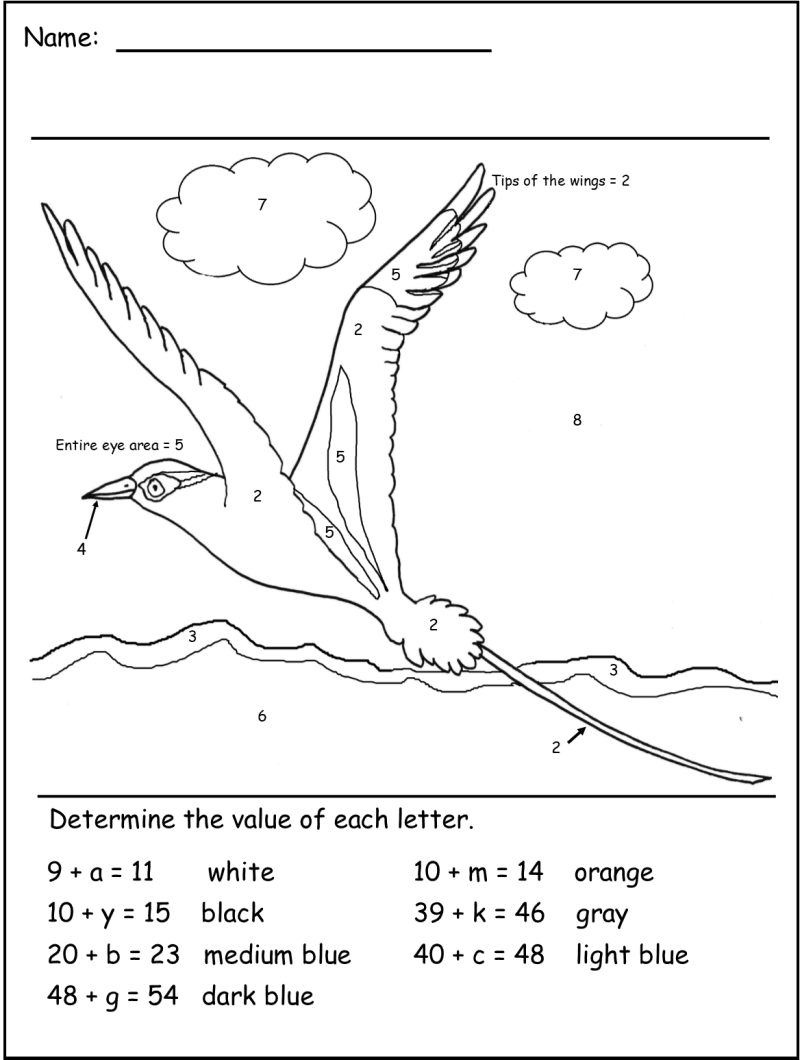 Parrot and long-tailed bird color by number
