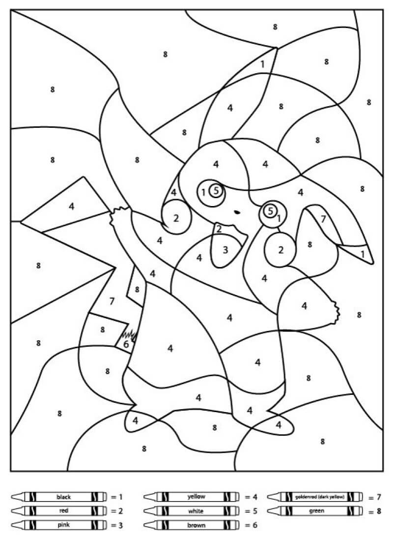 Pikachu is dancing color by number
