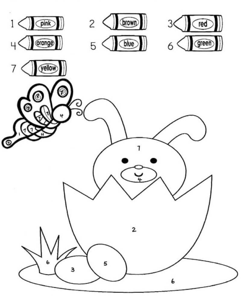 Rabbit in easter egg color by number