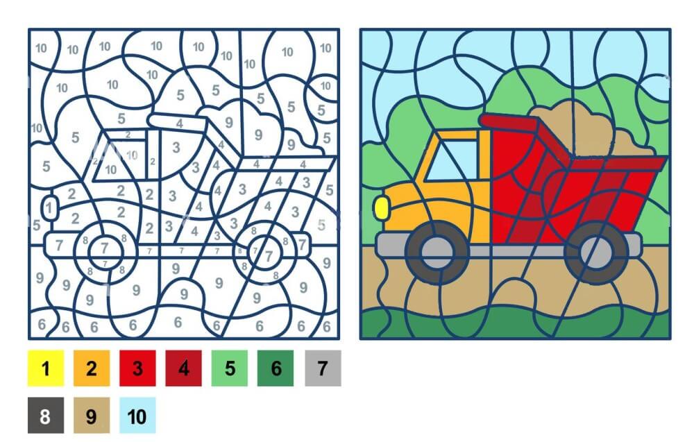 Red truck color by number