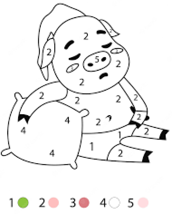 Sleeping pig color by number Color By Number