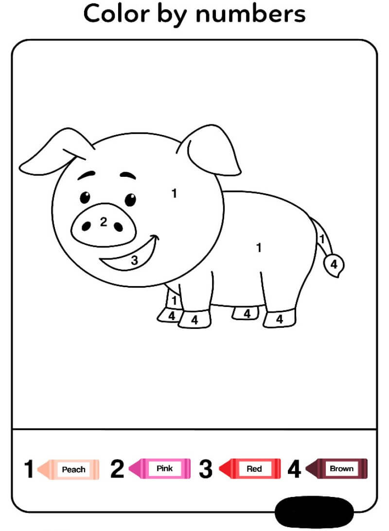 Smilling pig color by number Color By Number