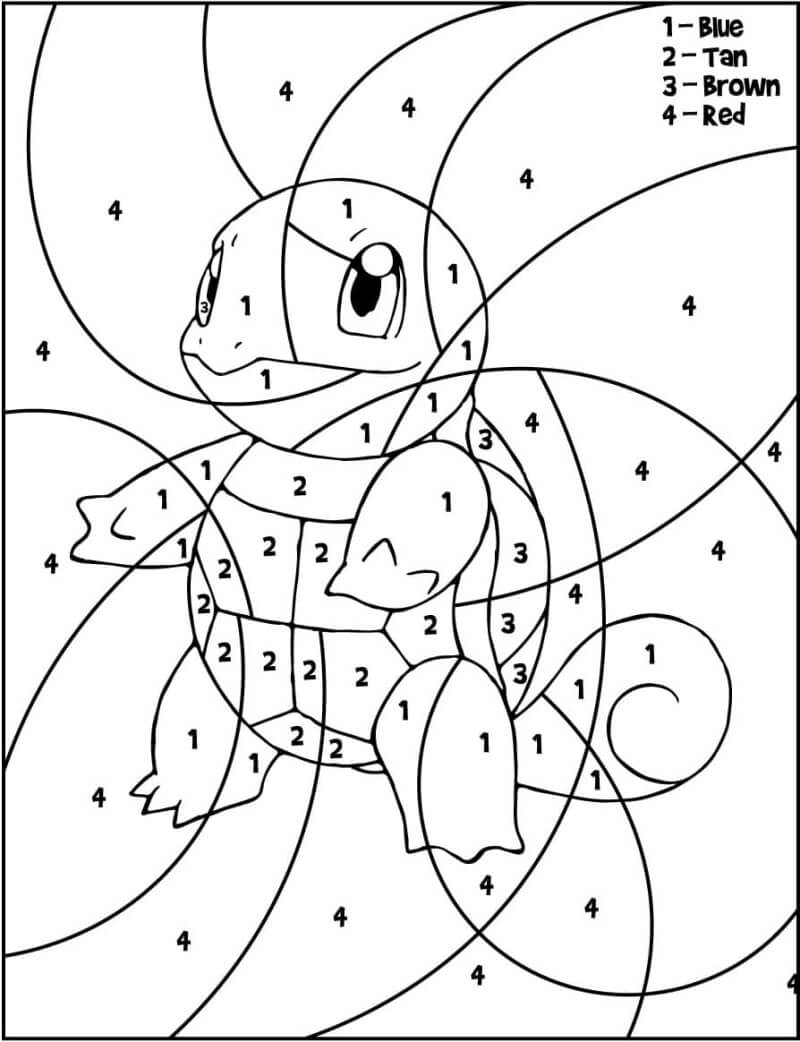 Squirtle pokemon color by number