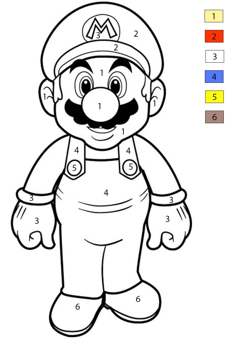 Super Mario Smiling Color By Number