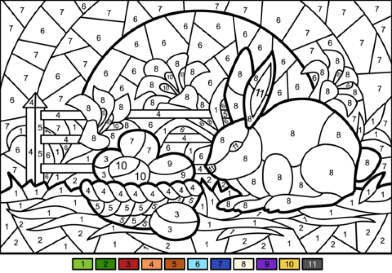 The bunny and the easter eggs color by number