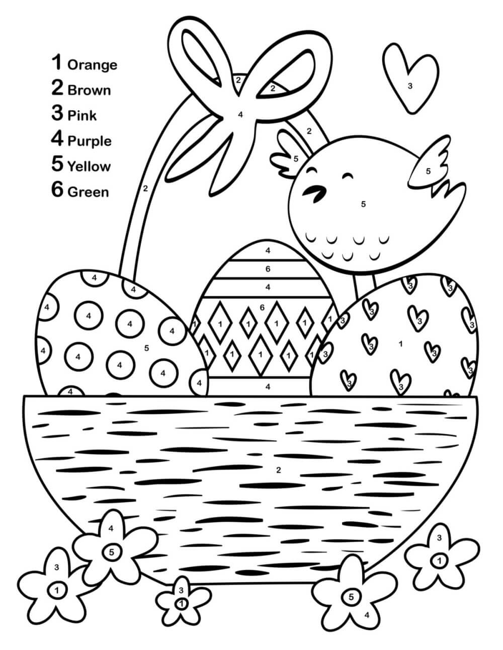 The chicken and the easter eggs color by number