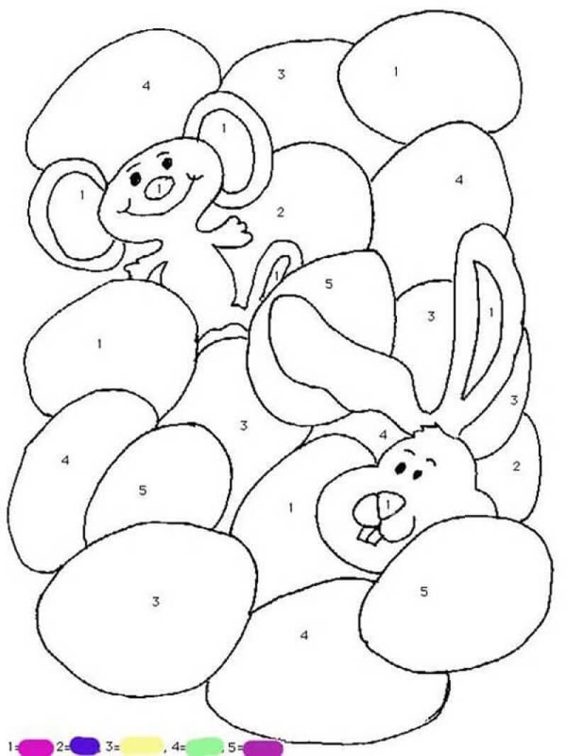 The Easter Rabbit and the Easter Mouse color by number