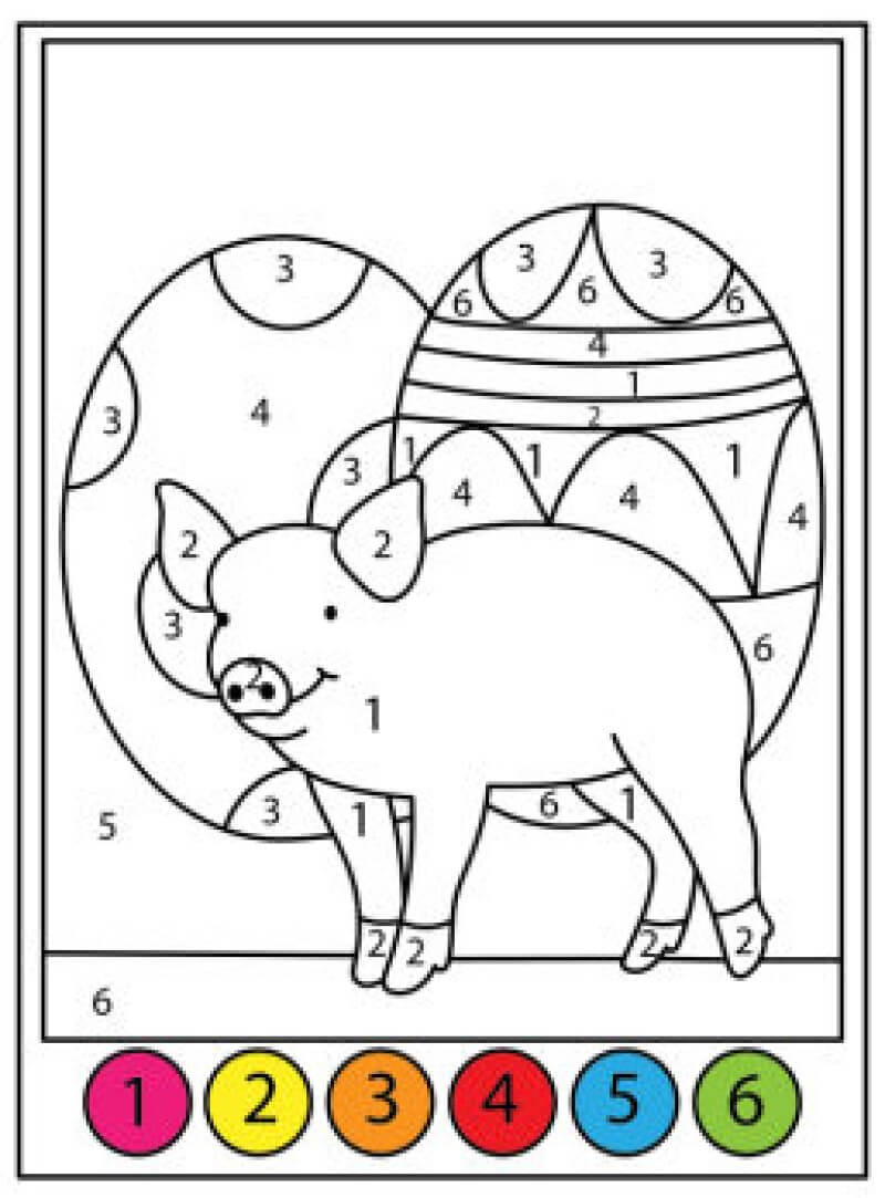 The pig and the easter egg color by number Color By Number