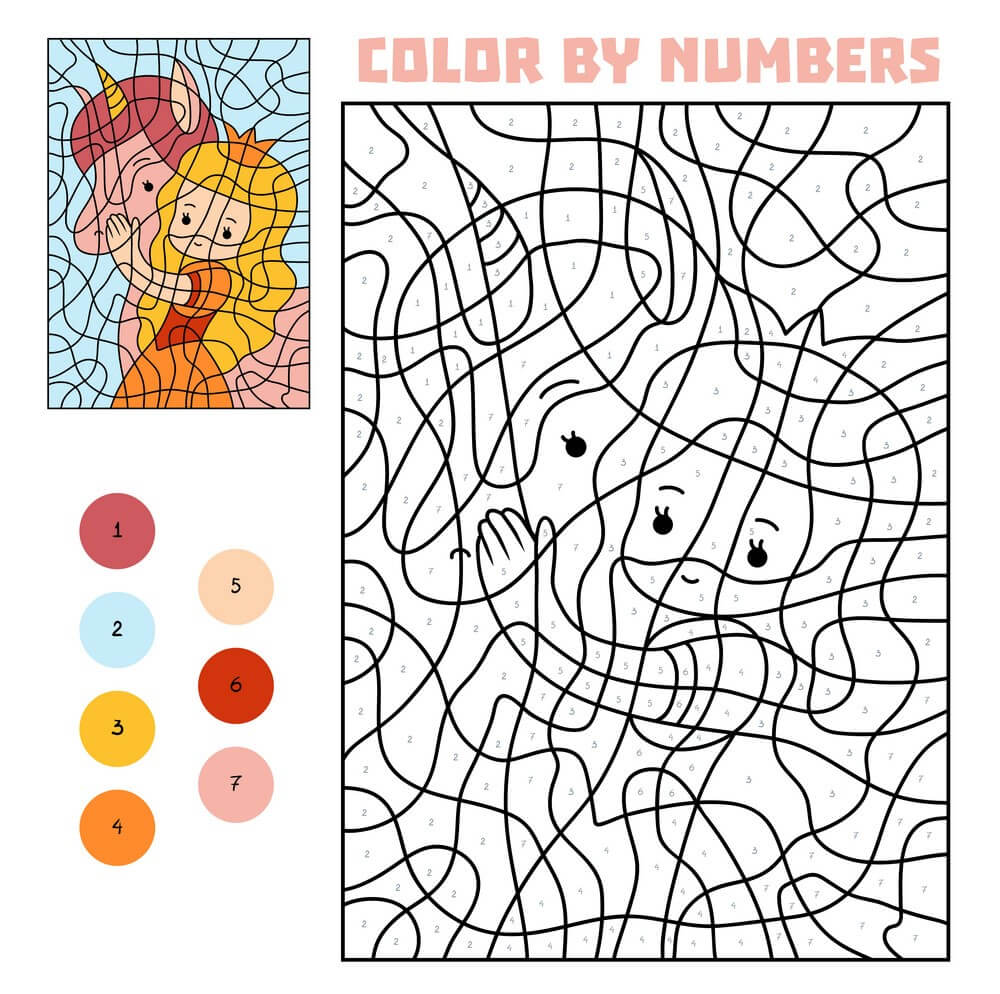 The Princess and the Unicorn color by number