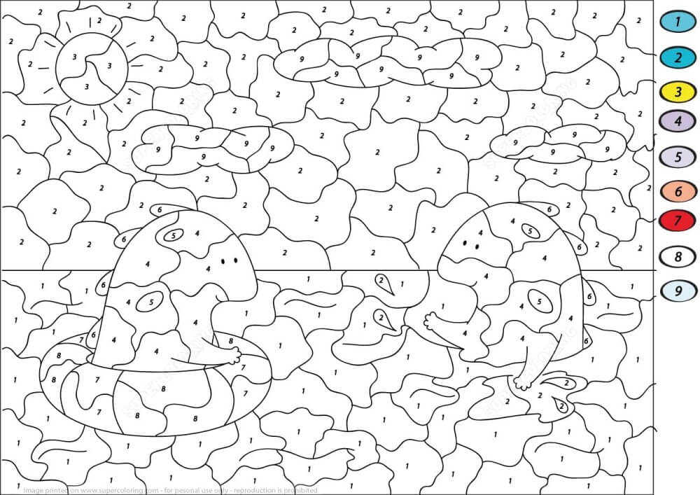 Two cute dragons color by number