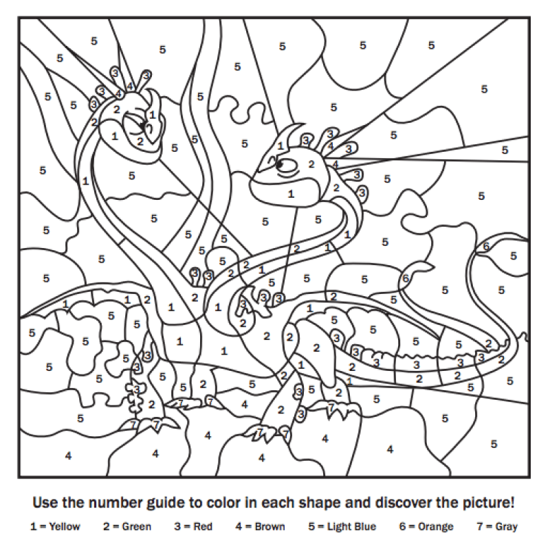 Two Dragons color by number