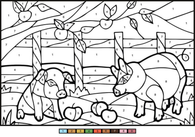 Two little pig color by number Color By Number
