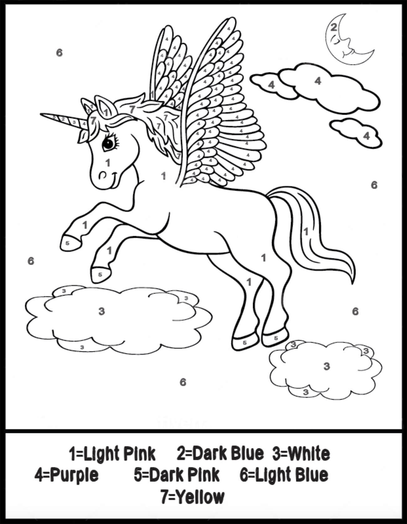 A Beautiful Unicorn Color by Numbers