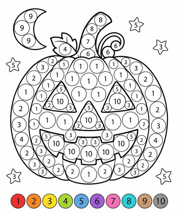 A Pumpkin Halloween Color By Number