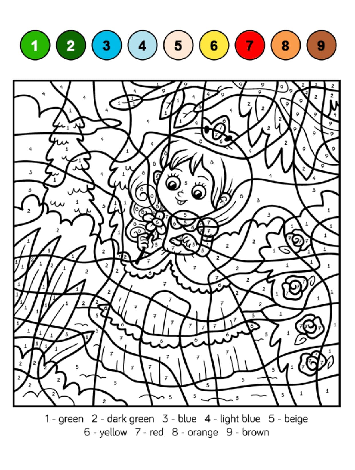 Adorable Princess Color By Number