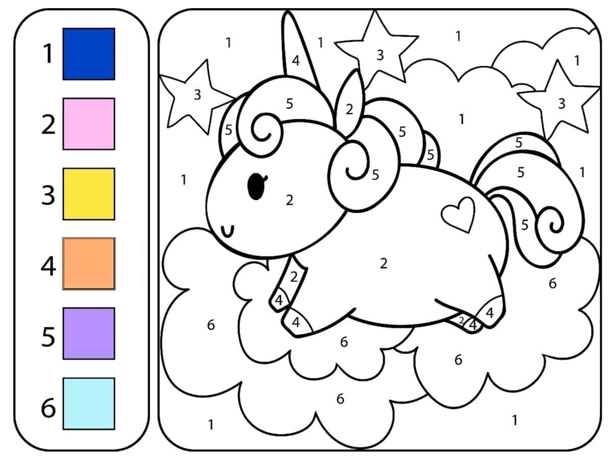 Adorable Unicorn Color By Number