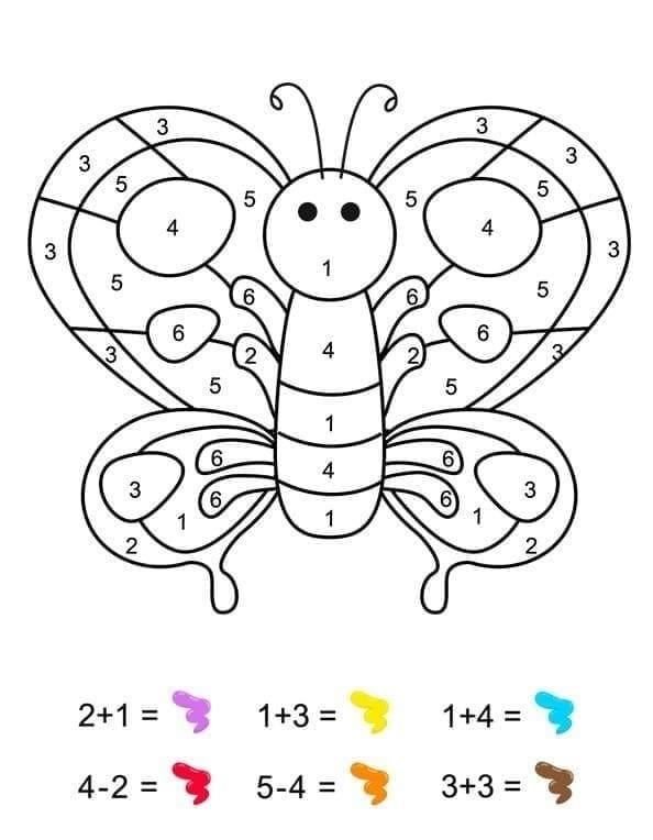 Butterfly Addition Color By Number