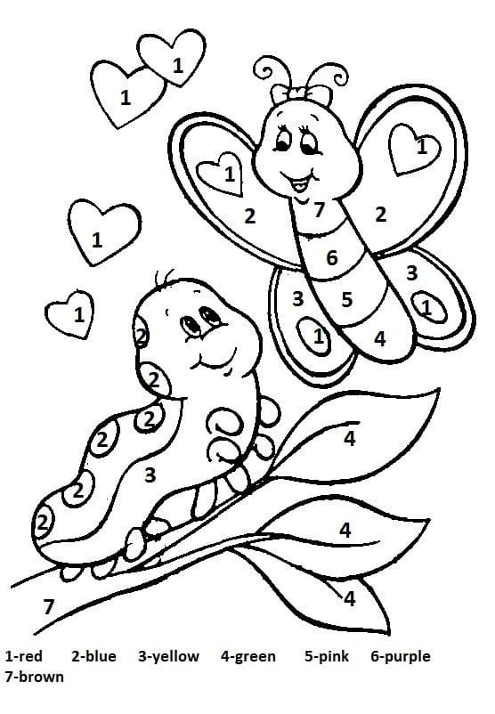 Caterpillar and Butterfly Color By Number