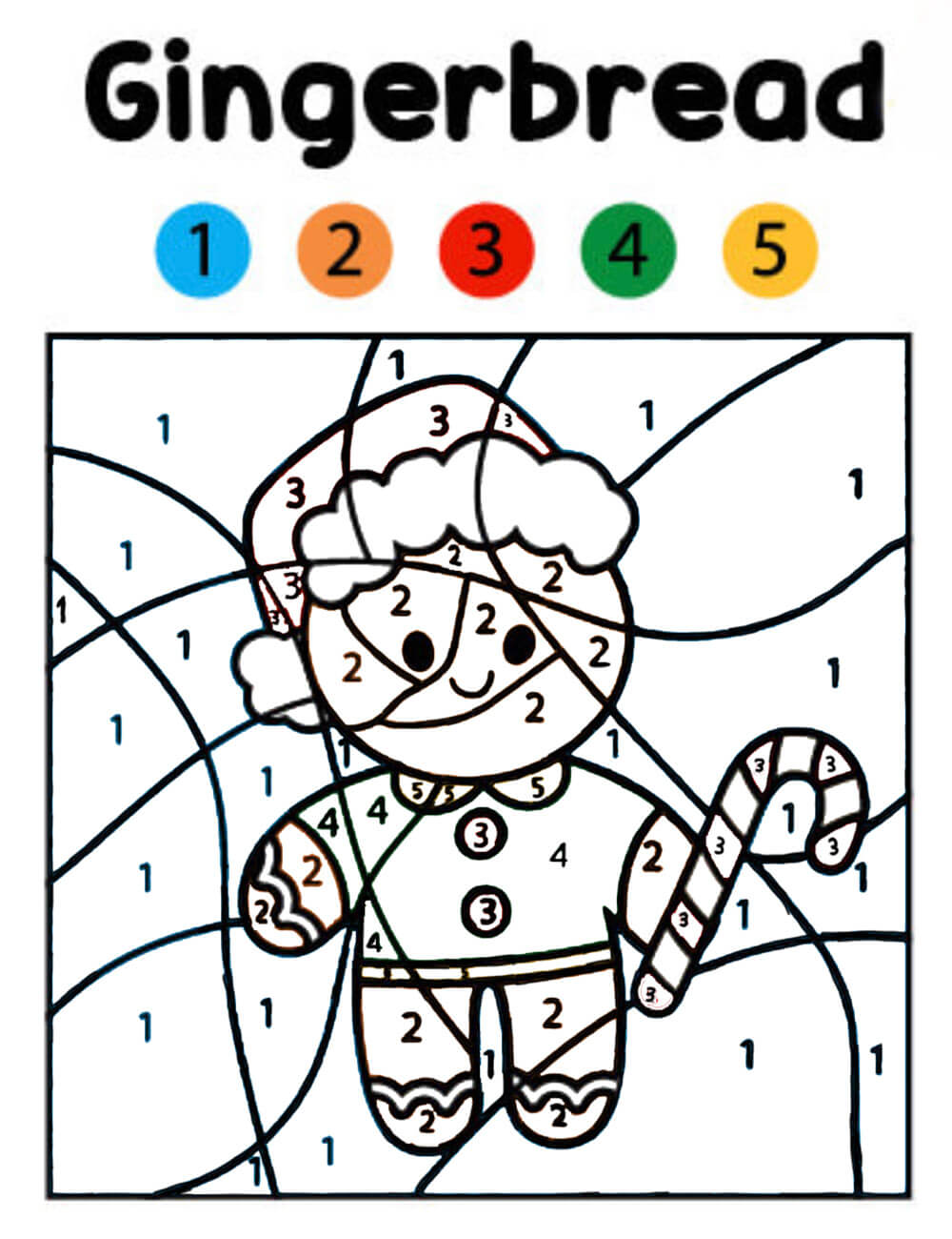Cute Gingerbread Color by Number