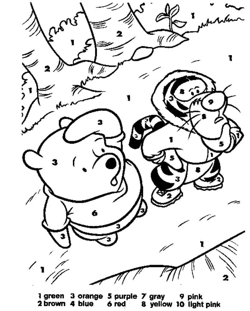 Disney Pooh and Tigger Color By Number