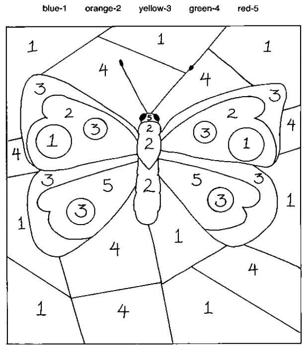 Easy Butterfly Color By Number
