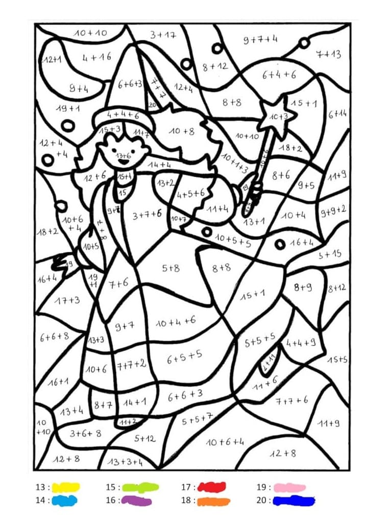 Fairy Addition Color By Number