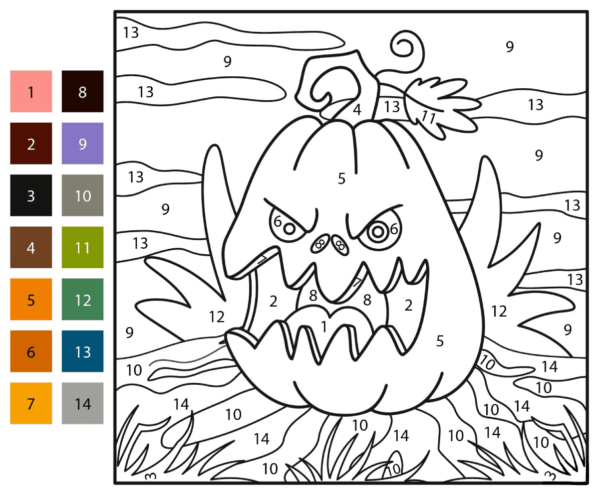Funny Pumpkin Color by Number