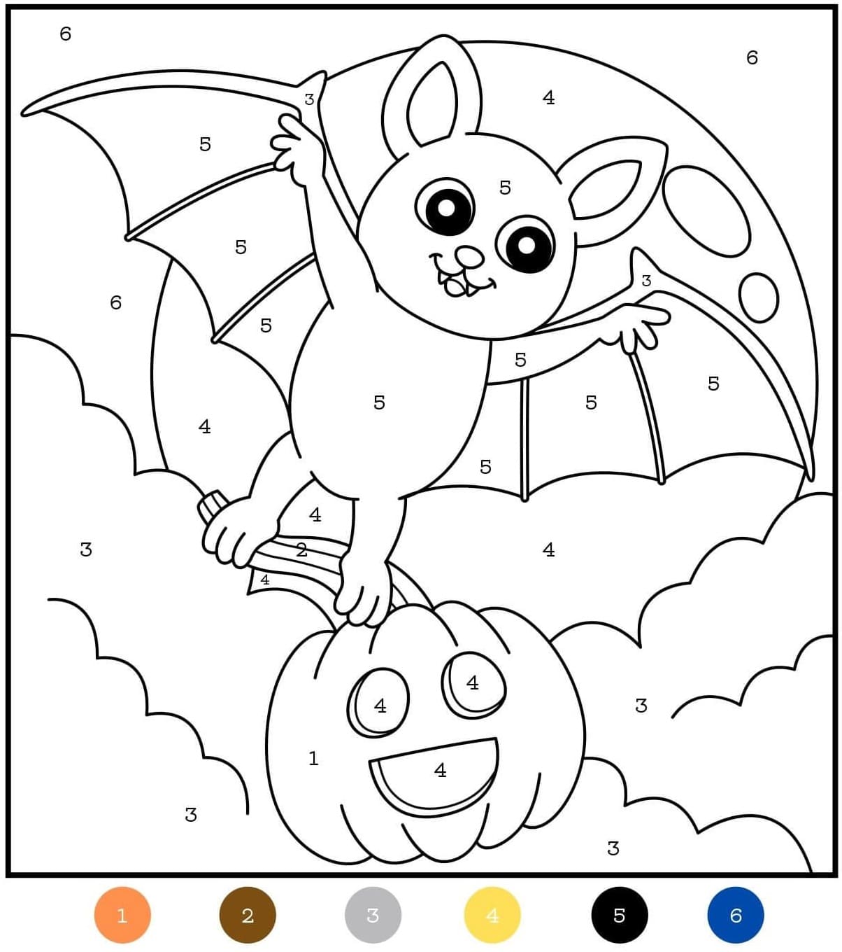 Halloween Bat Color By Number